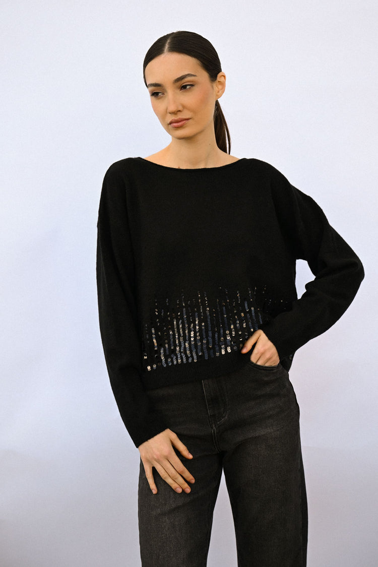 Pull boxy-fit con paillettes
