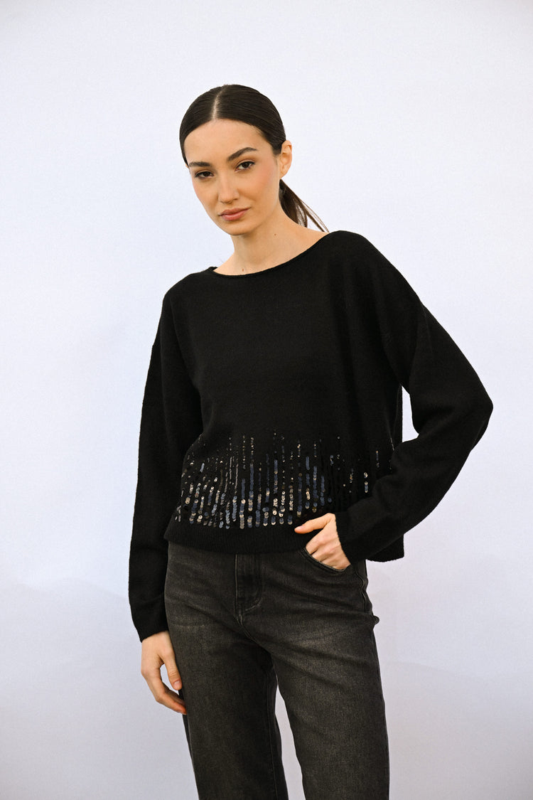 Pull boxy-fit con paillettes