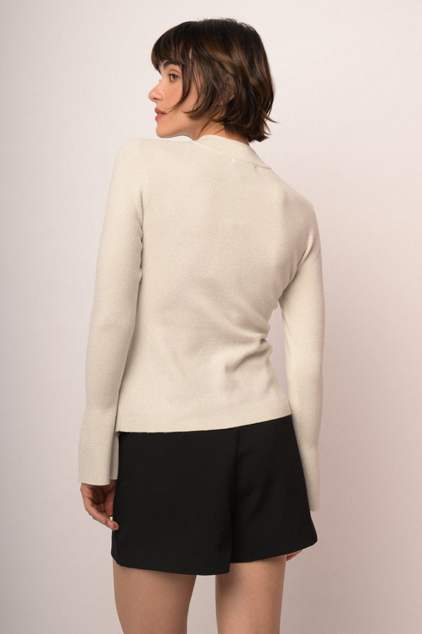 Maglia con incrocio e bottoni lurex
