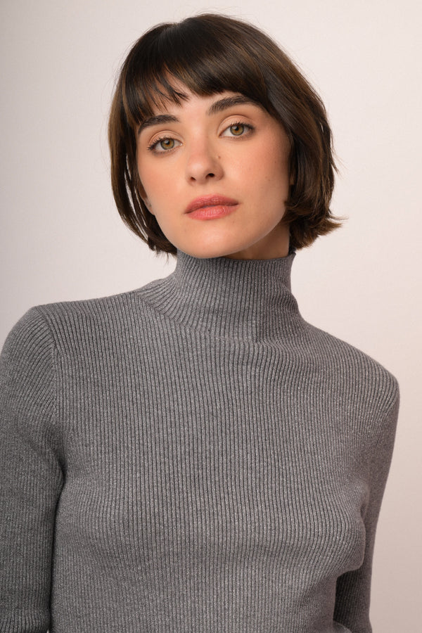 Maglia lupetto con bottoni manica lurex