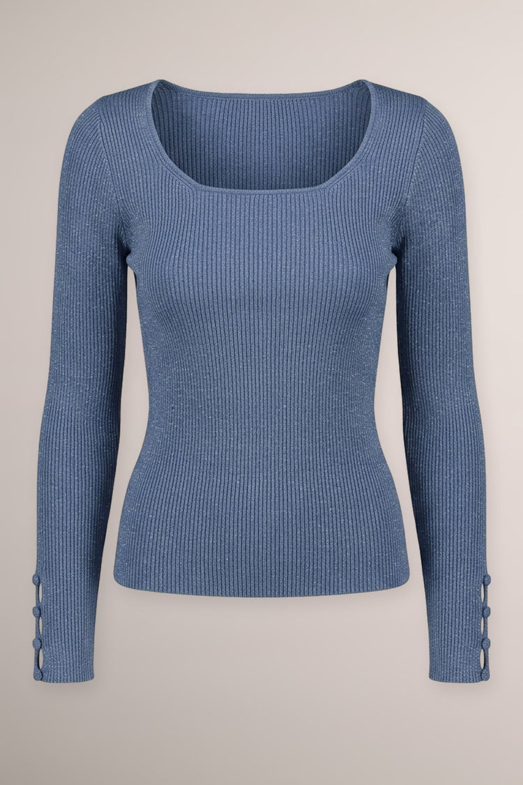 Pull in maglia lurex a costine carta da zucchero