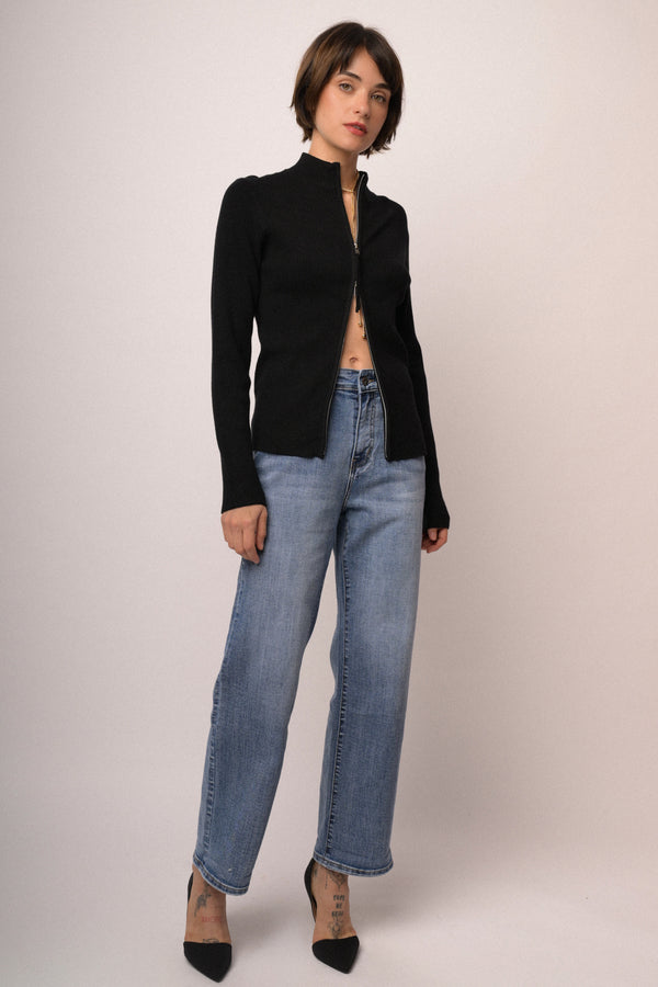 Cardigan a giacchetto con zip
