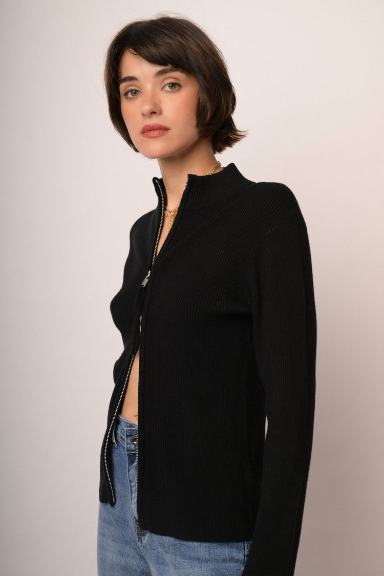 Cardigan a giacchetto con zip