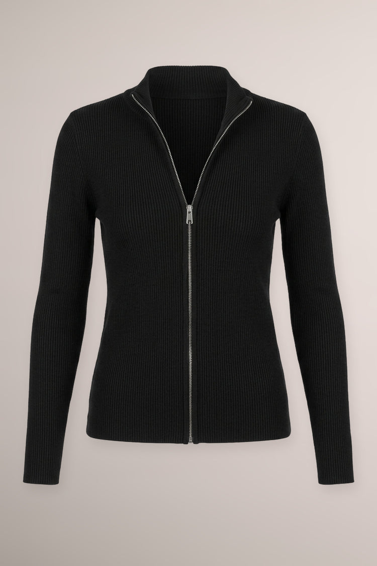 Cardigan in maglia nera con zip