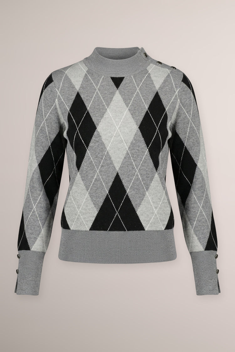 Lupetto con motivo a rombi grigio/multicolor