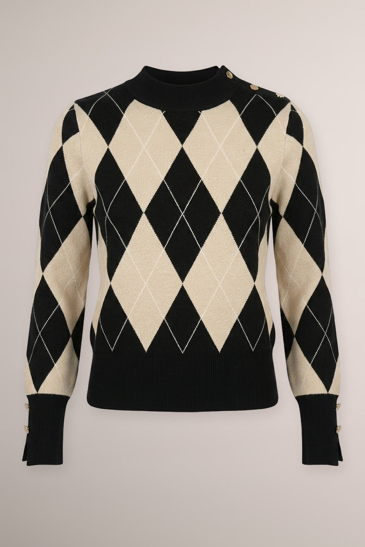 Lupetto con motivo a rombi beige/multicolor