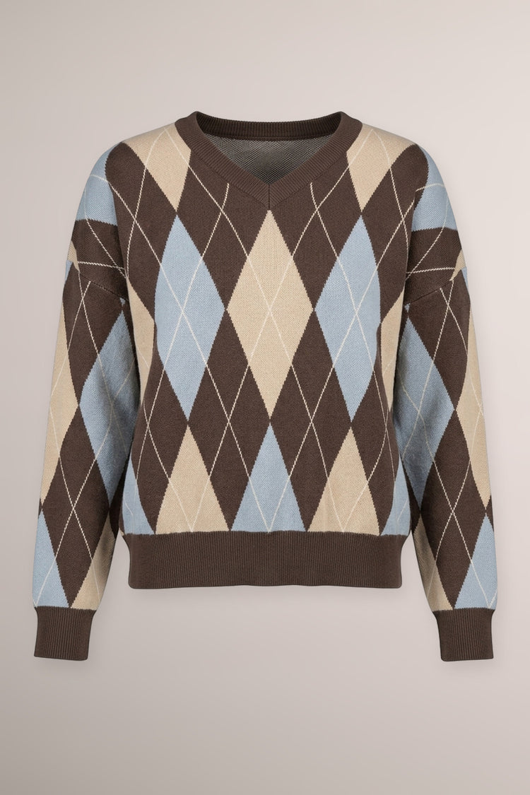 Pull in maglia a rombi multicolor
