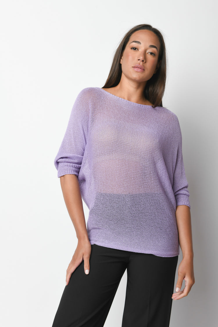 Pull in maglia lurex con fiocco