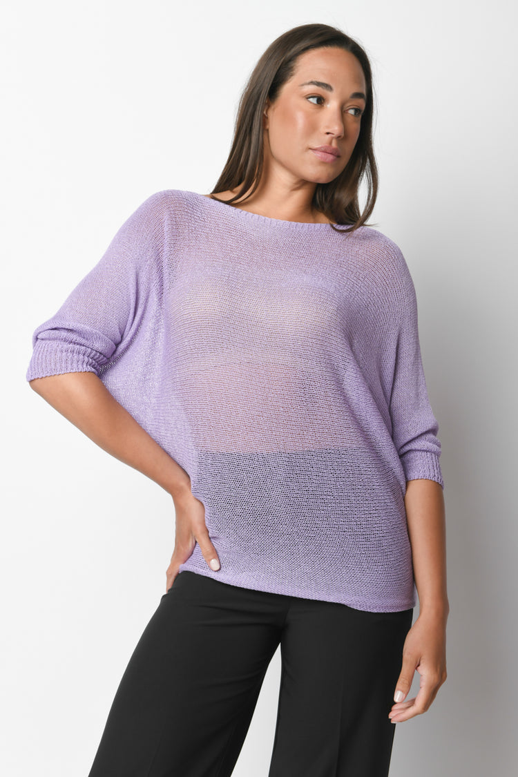 Pull in maglia lurex con fiocco