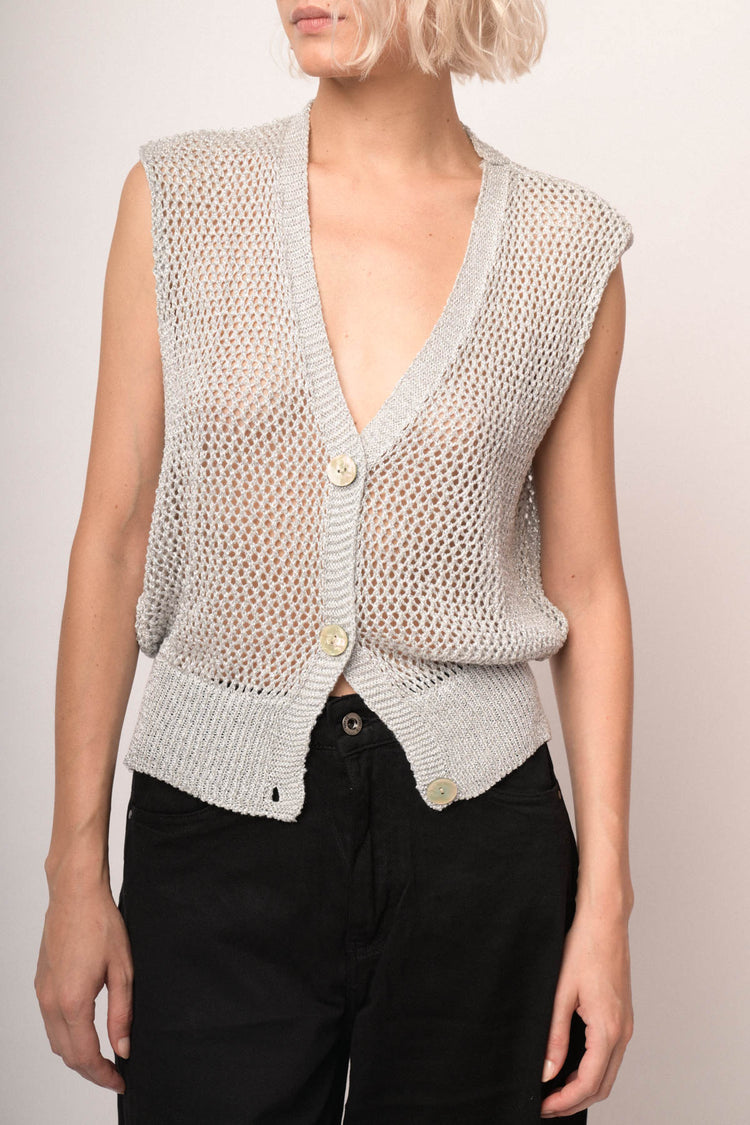Gilet traforato con lurex