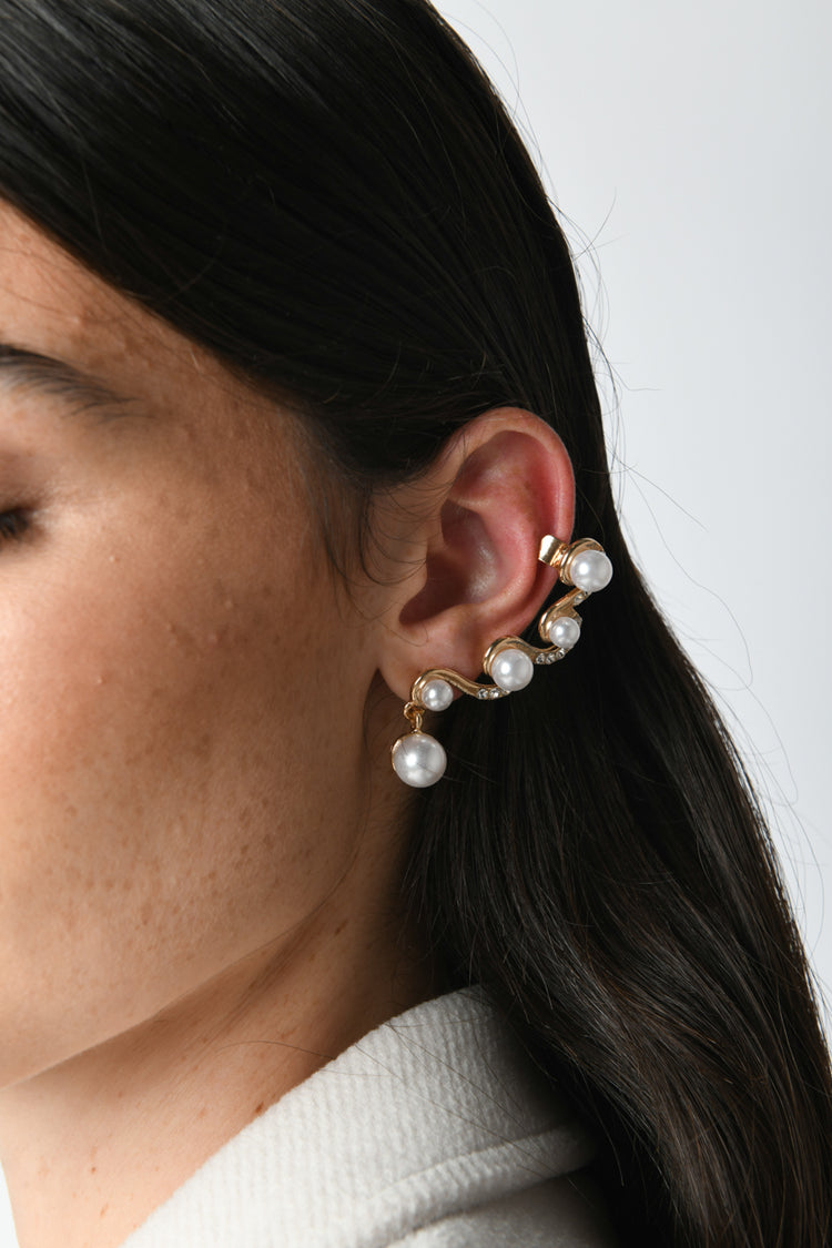 Orecchino singolo earcuff con perle