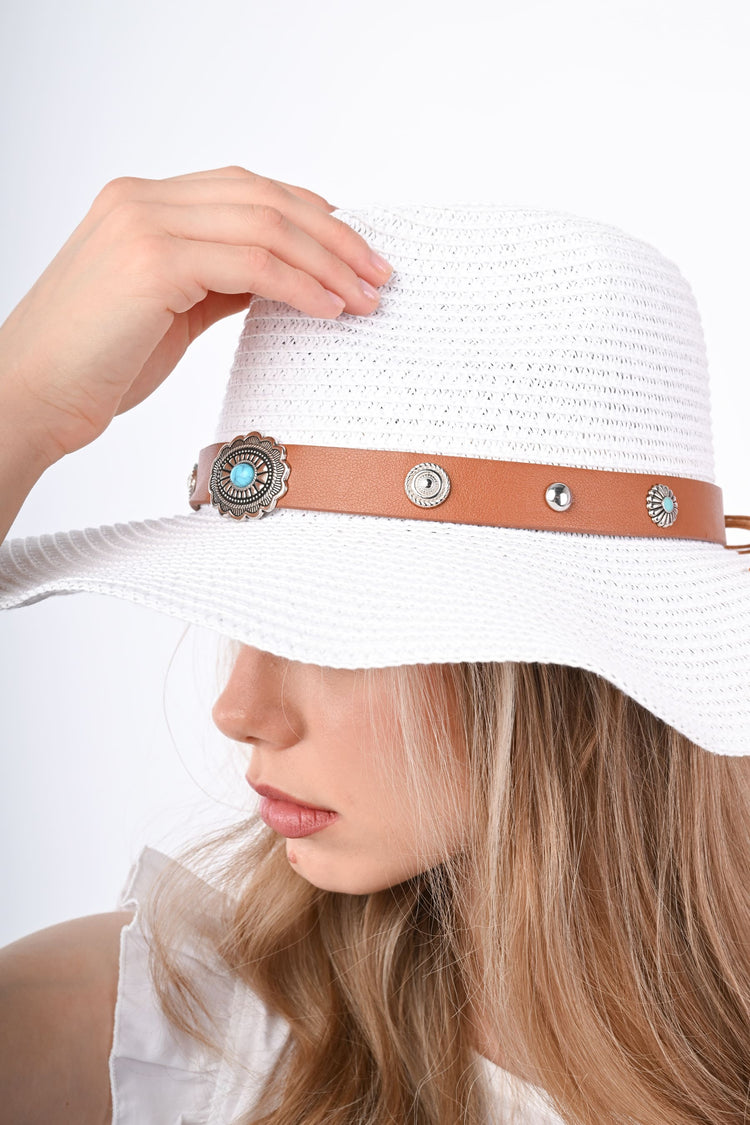 Cappello boho in rafia