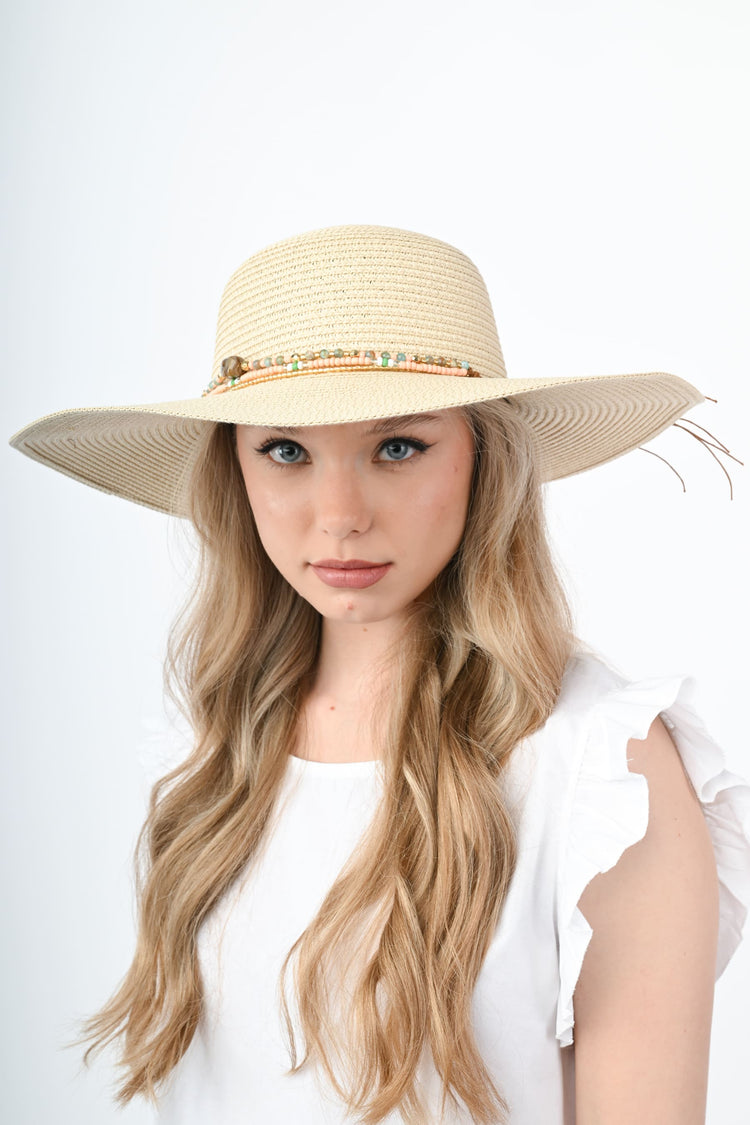 Cappello boho in rafia