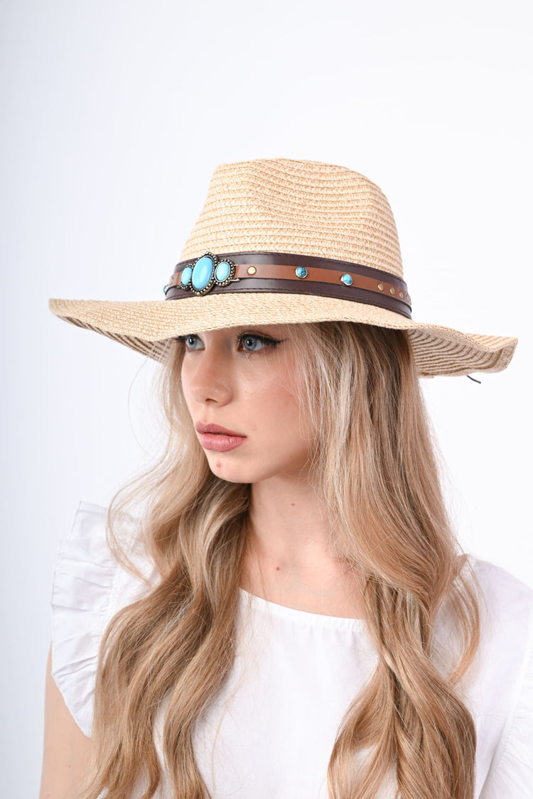 Cappello boho in rafia