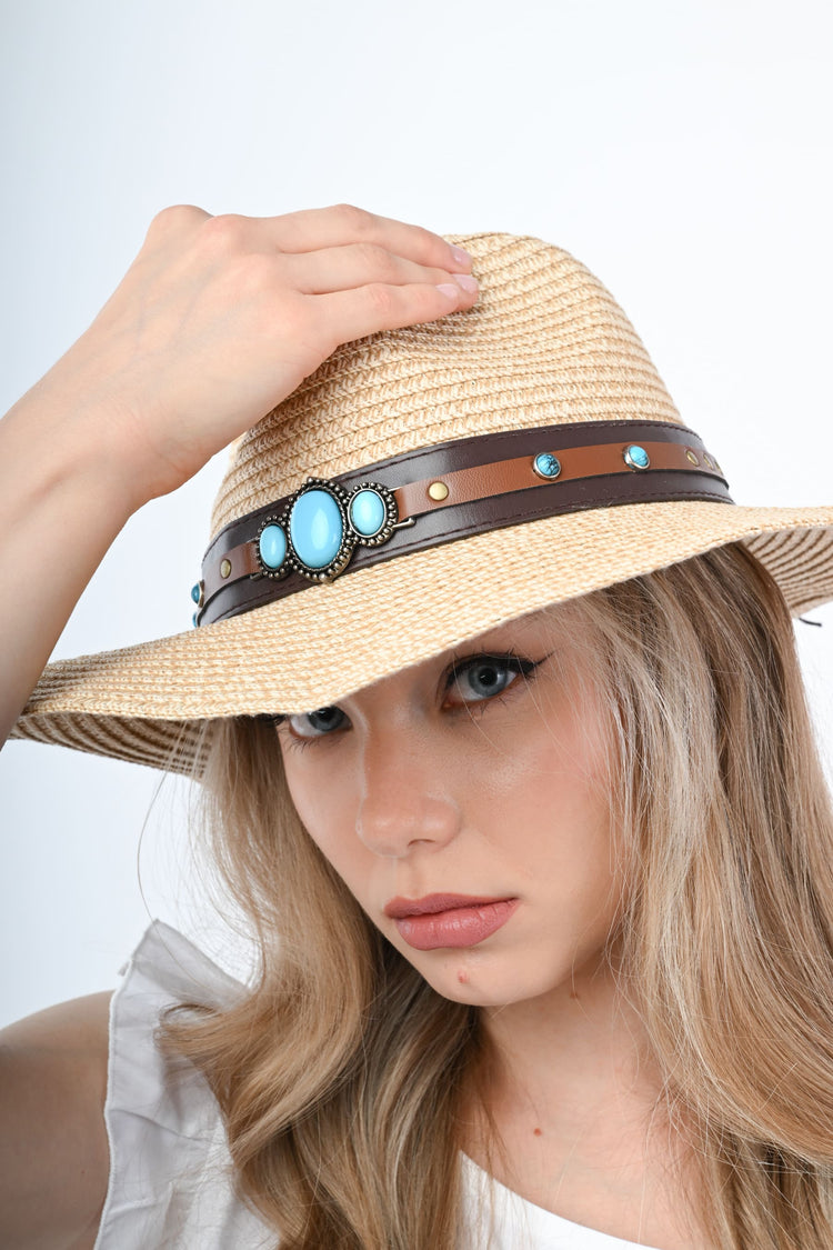 Cappello boho in rafia