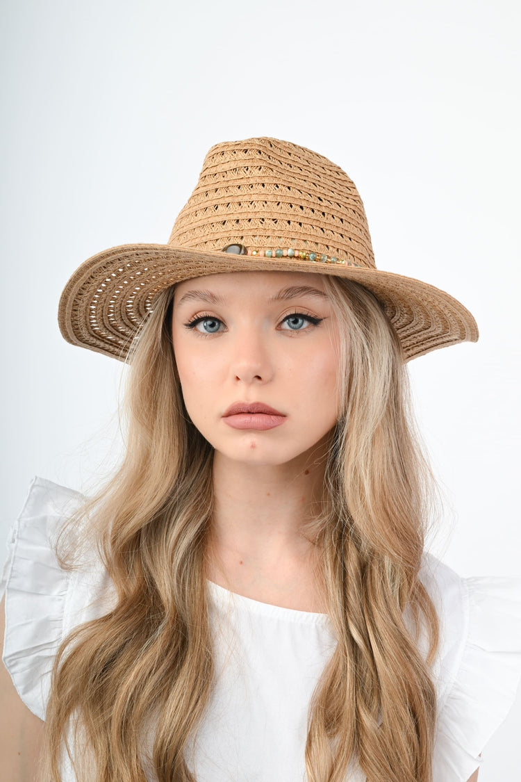 Cappello boho in rafia