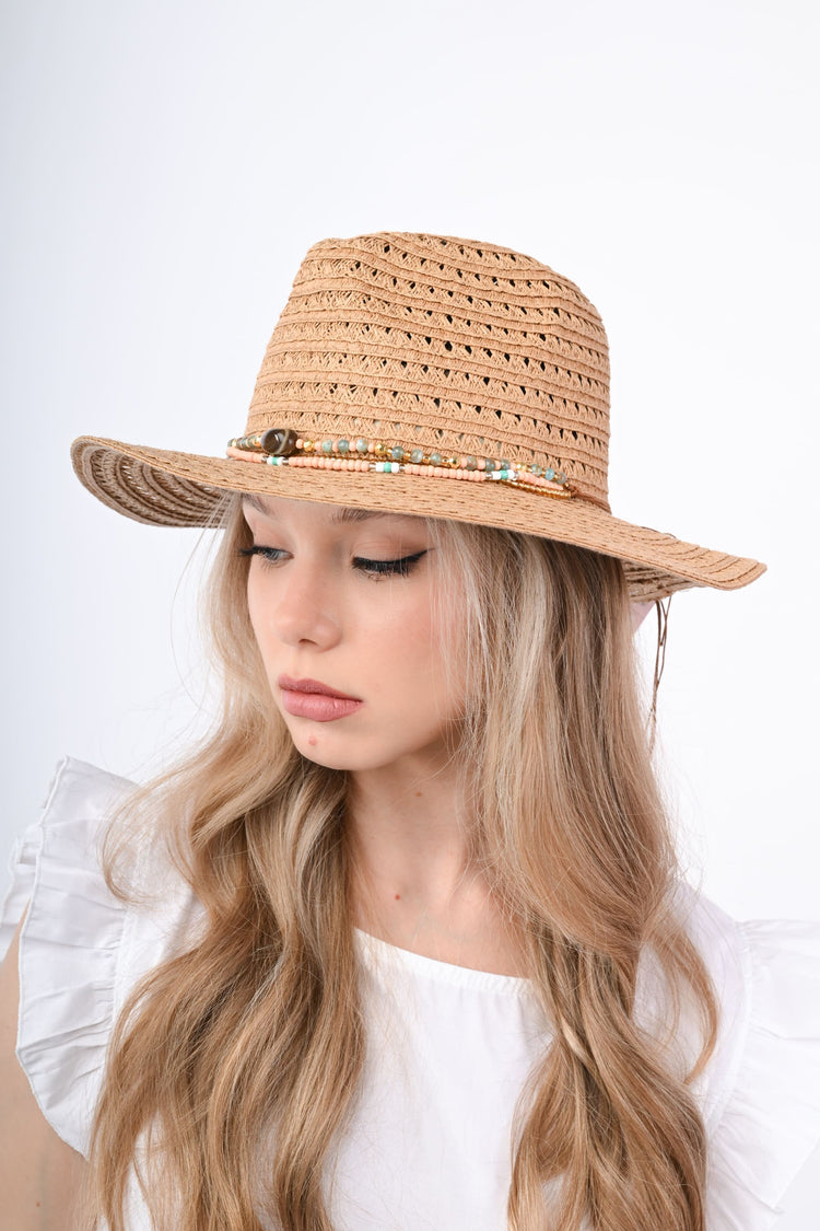 Cappello boho in rafia