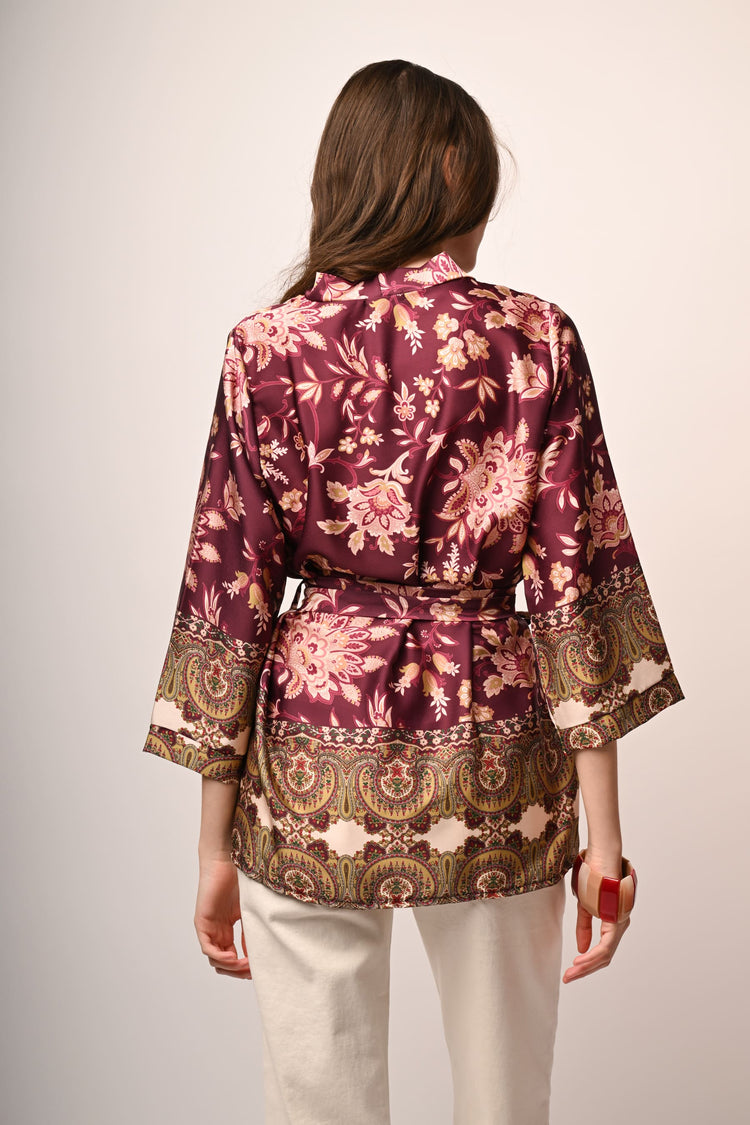 Giacca a kimono con stampa etnica