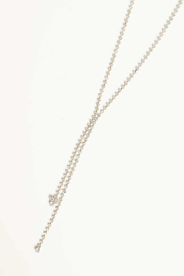Collana lunga strass fiore