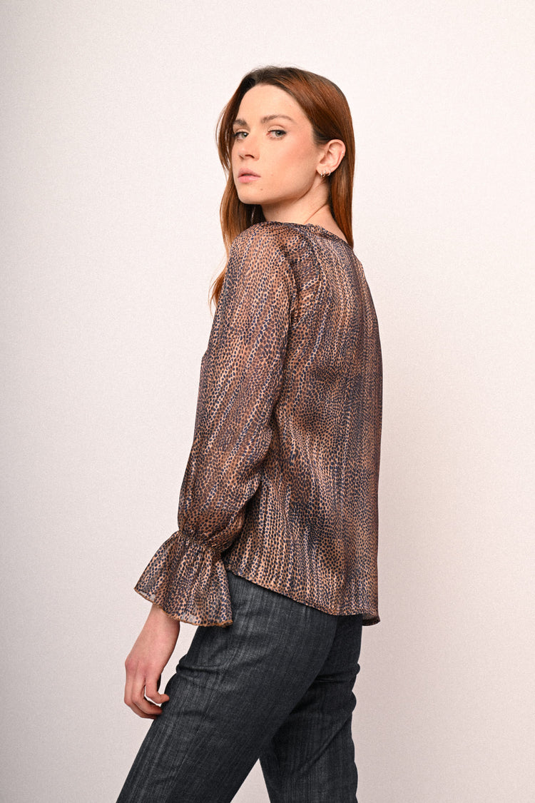 Blusa a stampa micro animalier