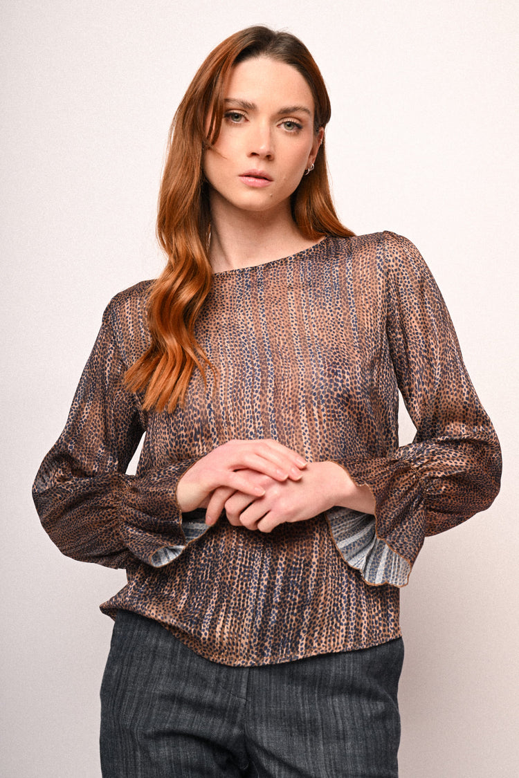 Blusa a stampa micro animalier