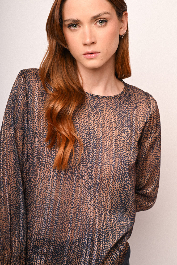 Blusa a stampa micro animalier