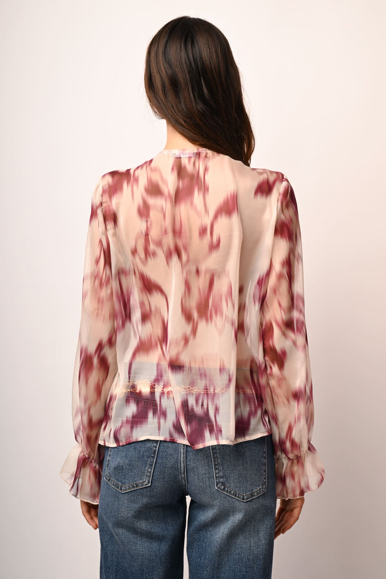 Camicia a stampa astratta con volants