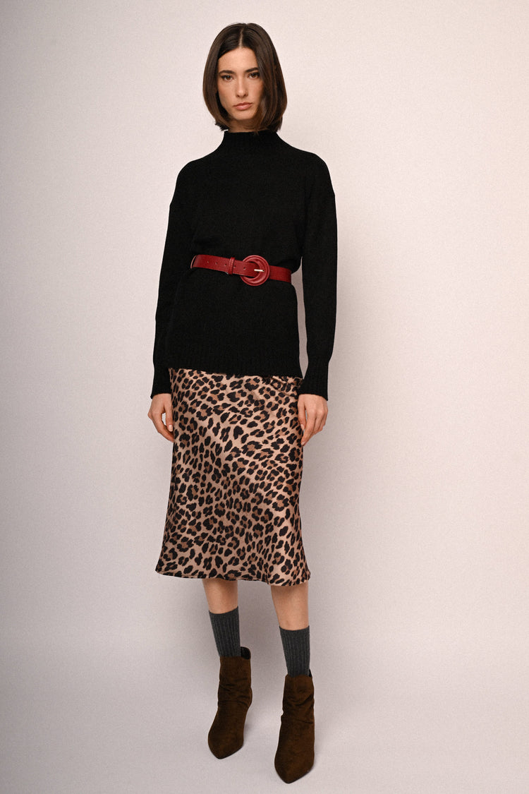 Gonna midi a stampa animalier