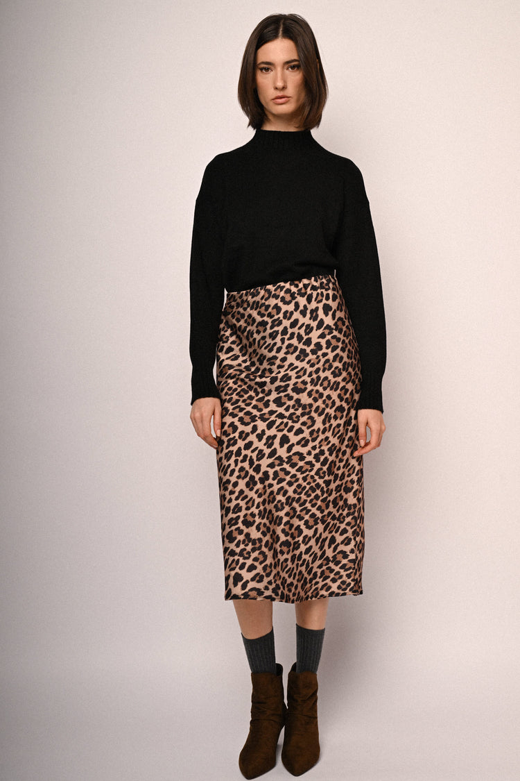 Gonna midi a stampa animalier