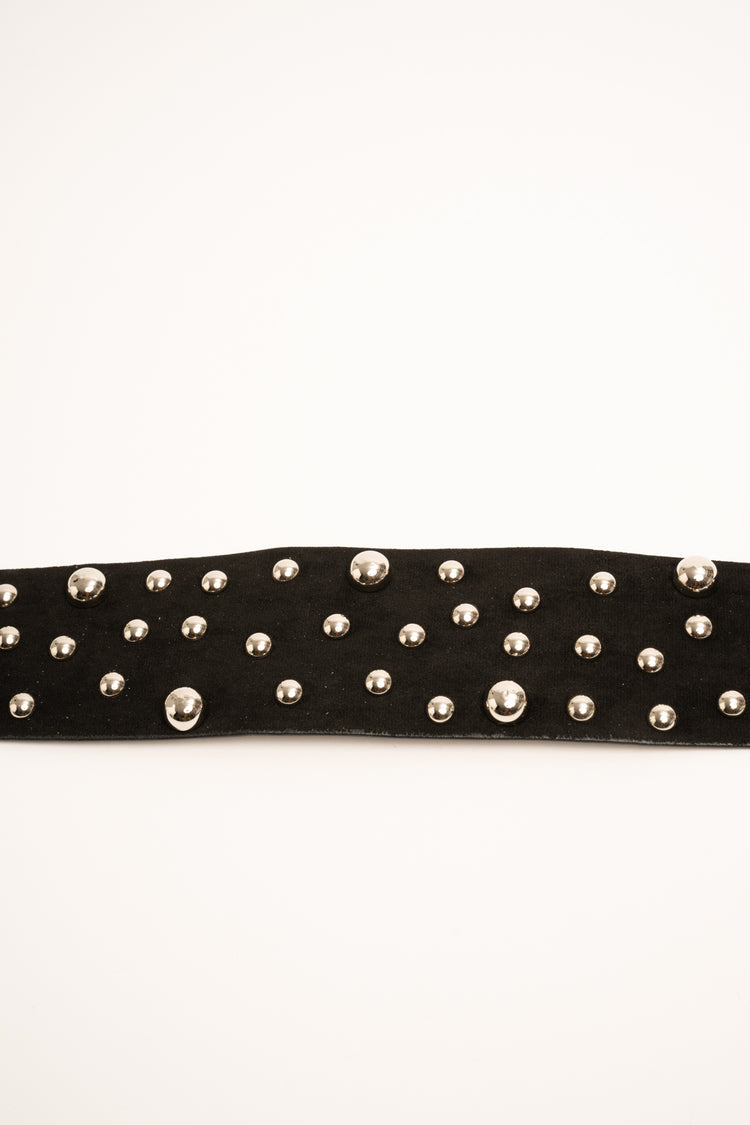 Cintura a fascia nera con decorazione borchie
