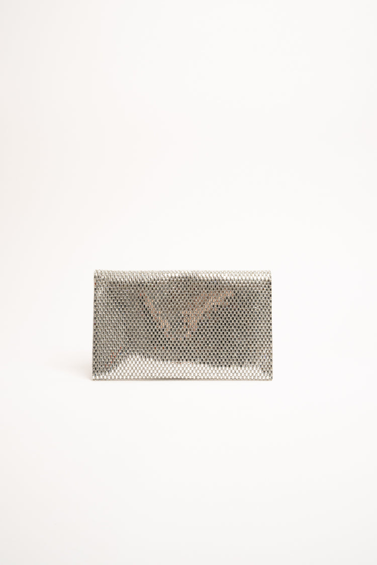 Pochette a busta in strass argento
