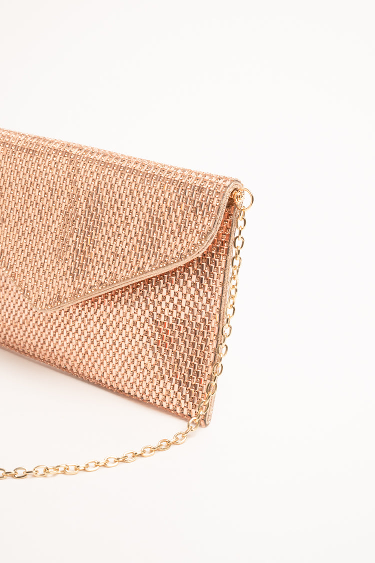Pochette a busta in strass oro