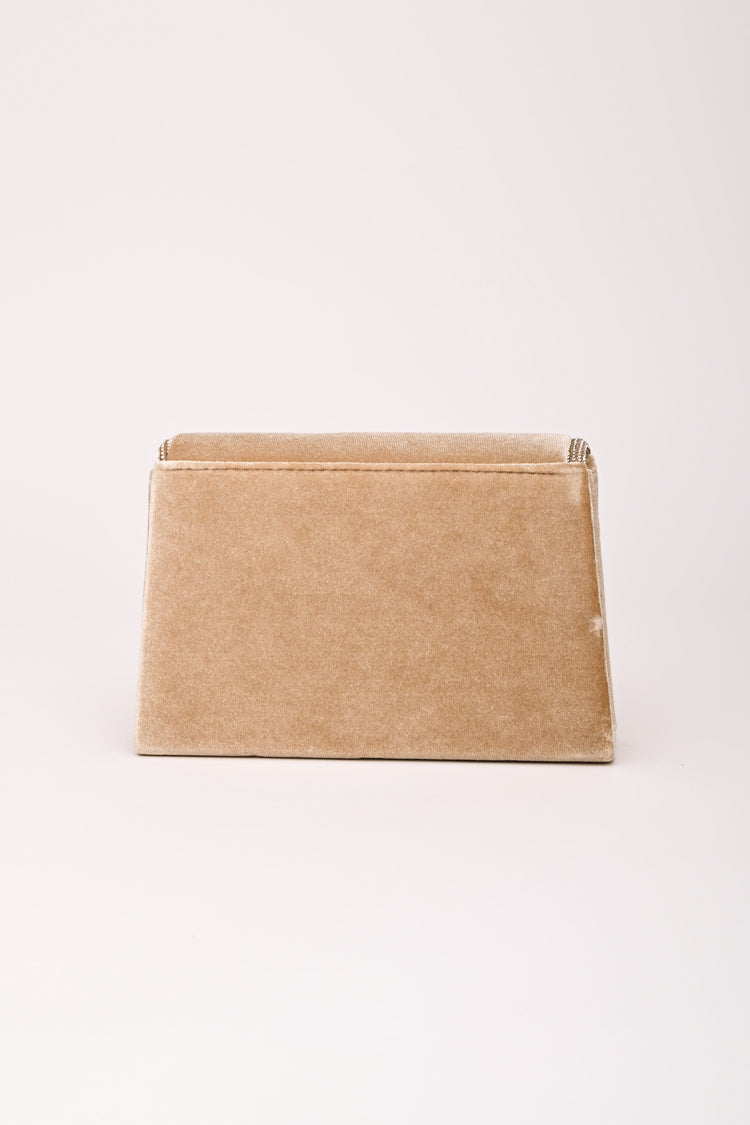 Pochette in velluto con profilo con strass
