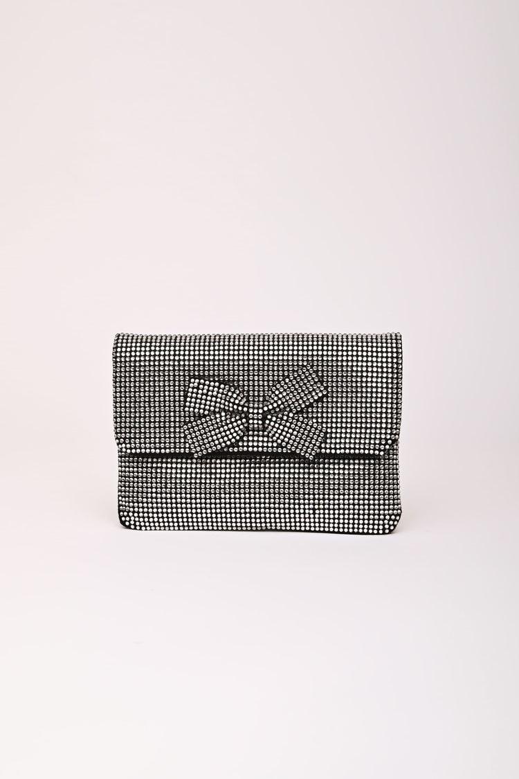 Pochette con strass e fiocco