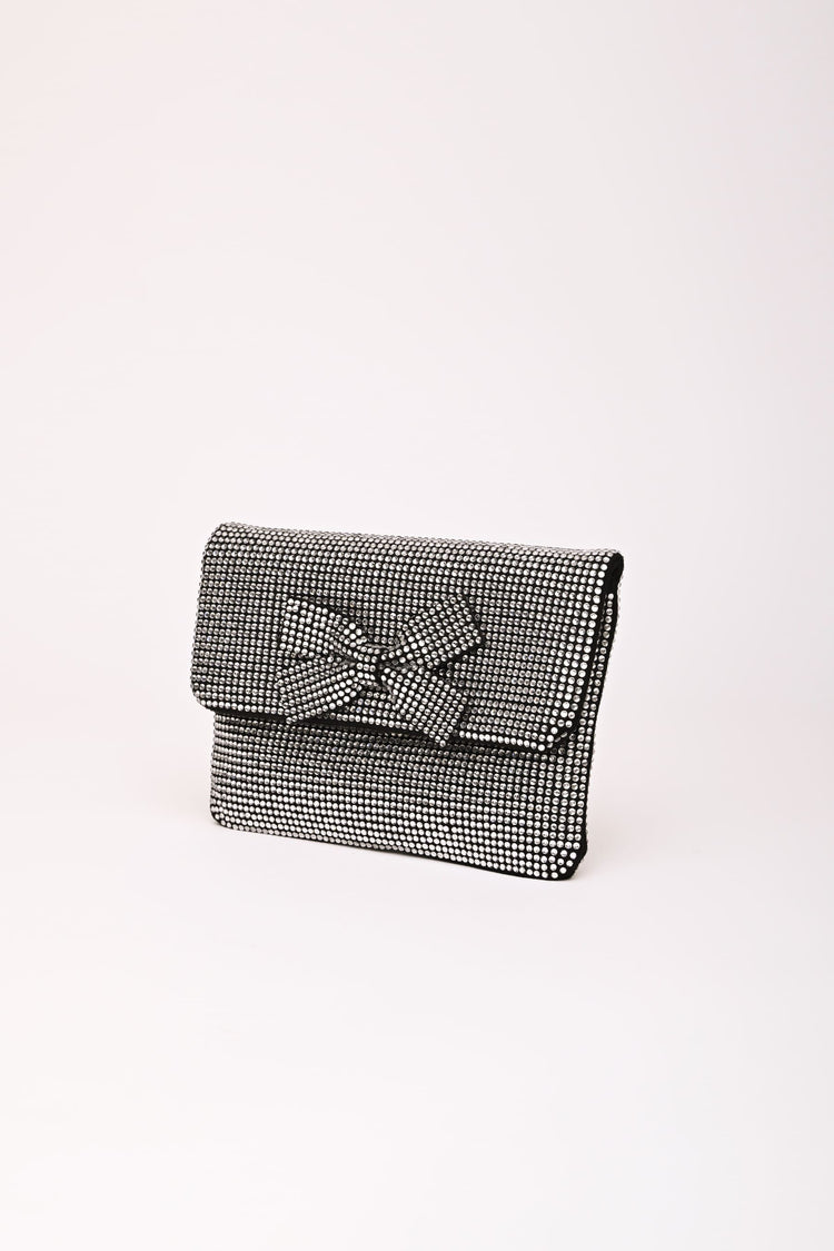 Pochette con strass e fiocco