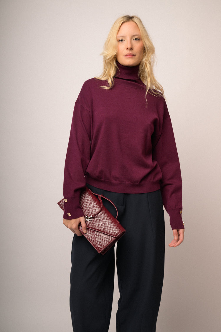 Borsa in similpelle intrecciata bordeaux
