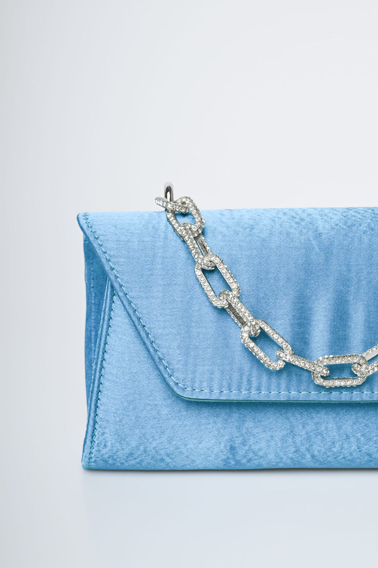 Pochette in raso con manico gioiello