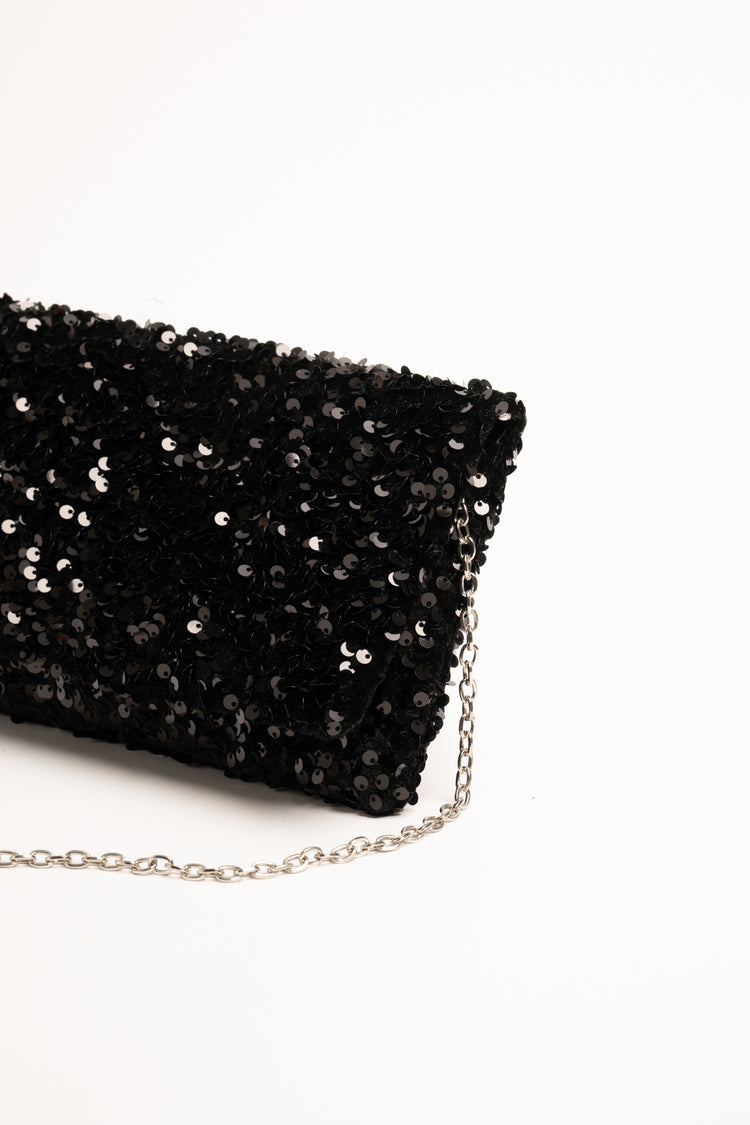 Pochette con paillettes nere