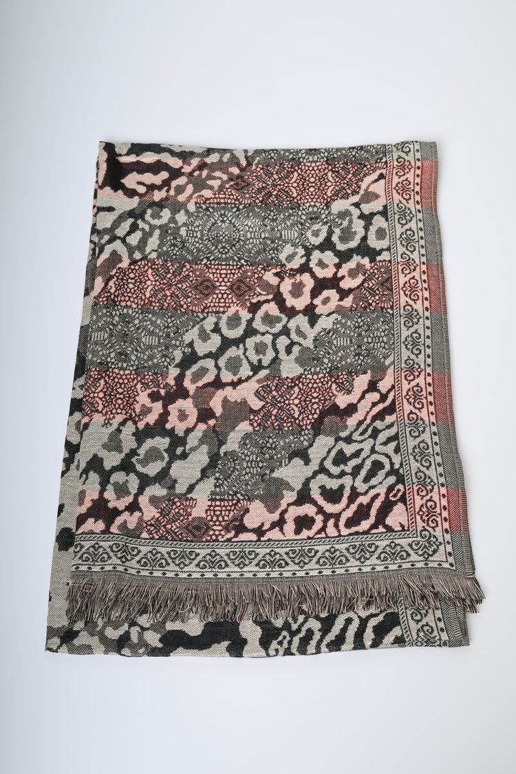 Sciarpa in jacquard animalier a righe