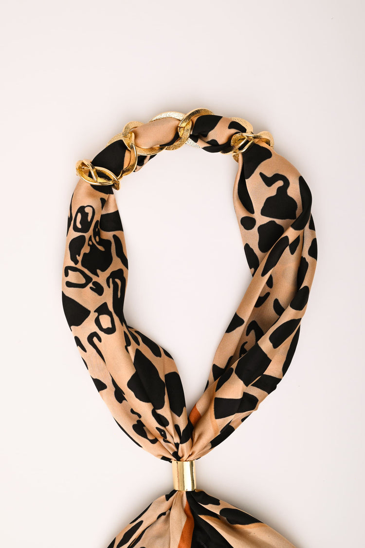 Collana a foulard con stampa animalier