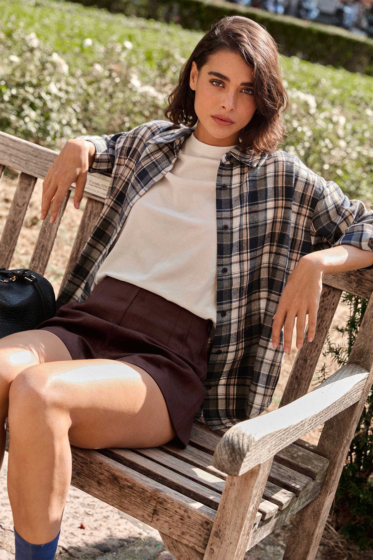 Camicia in flanella check blu