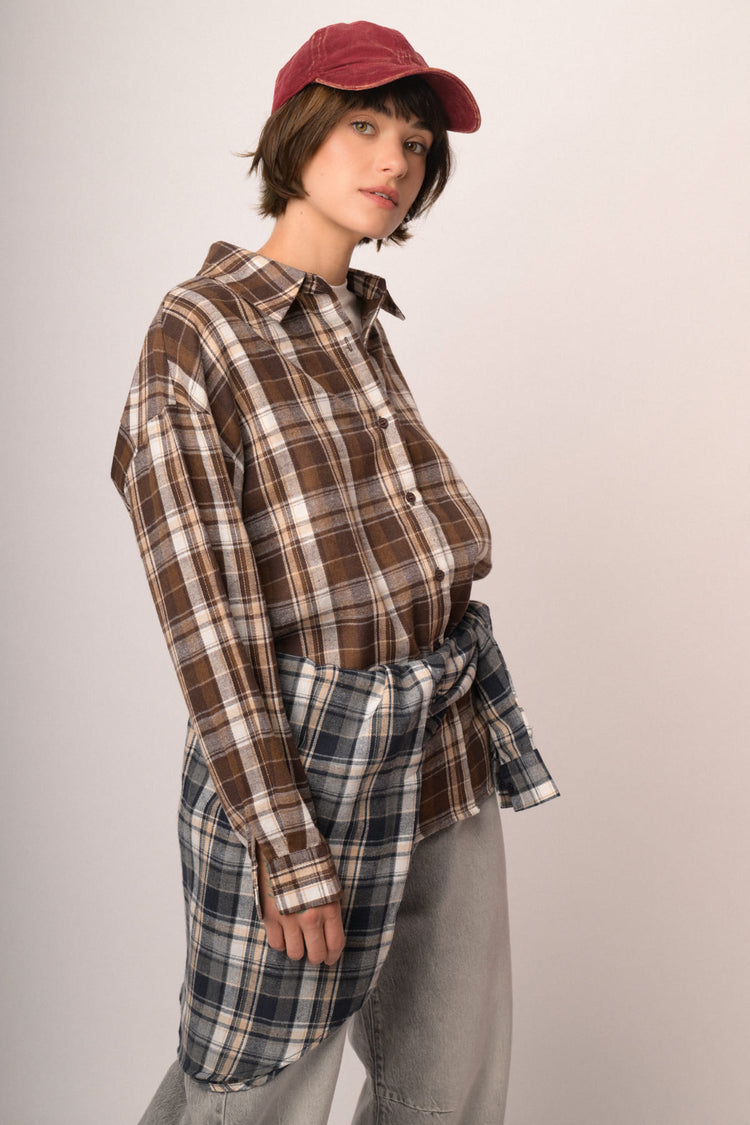 Camicia in flanella check cioccolato