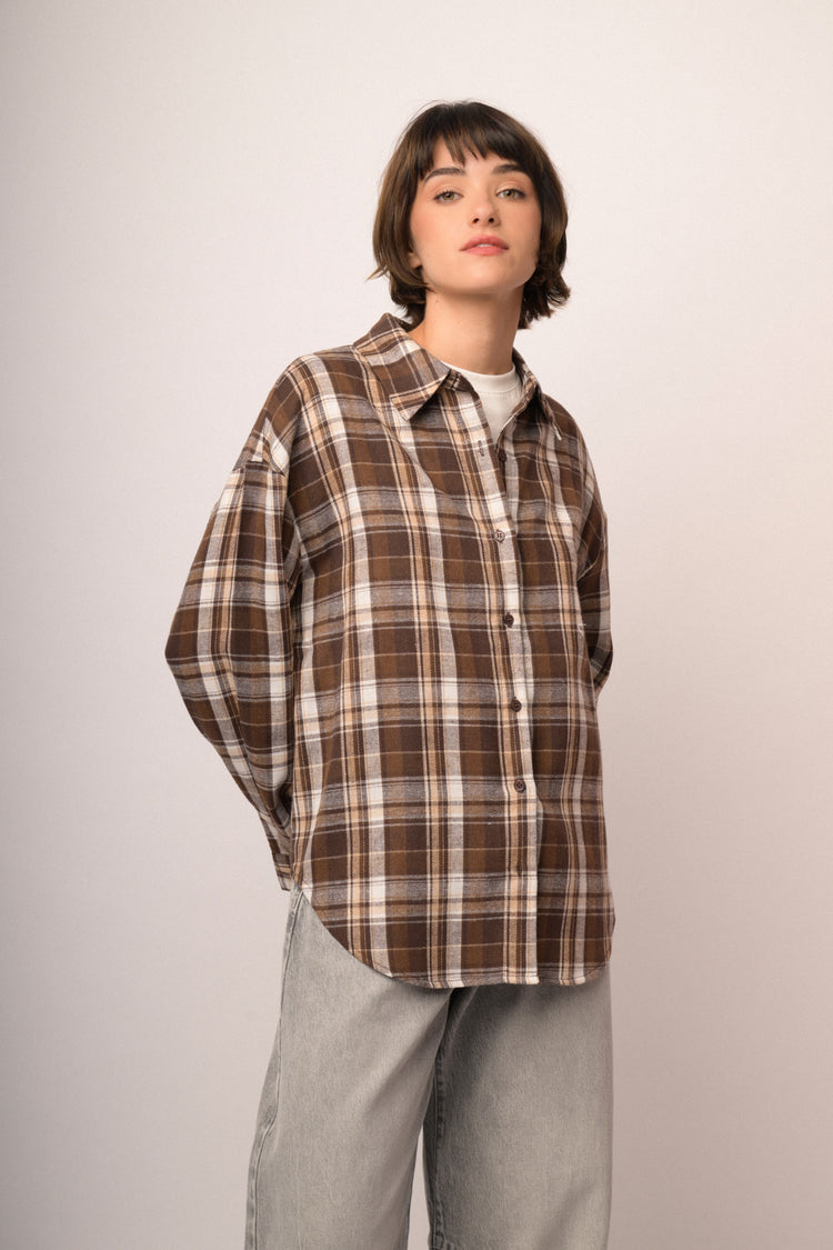 Camicia in flanella check cioccolato