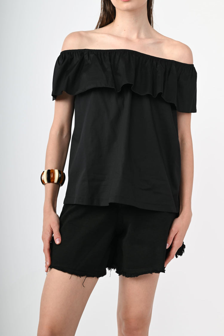 Top in cotone con volant