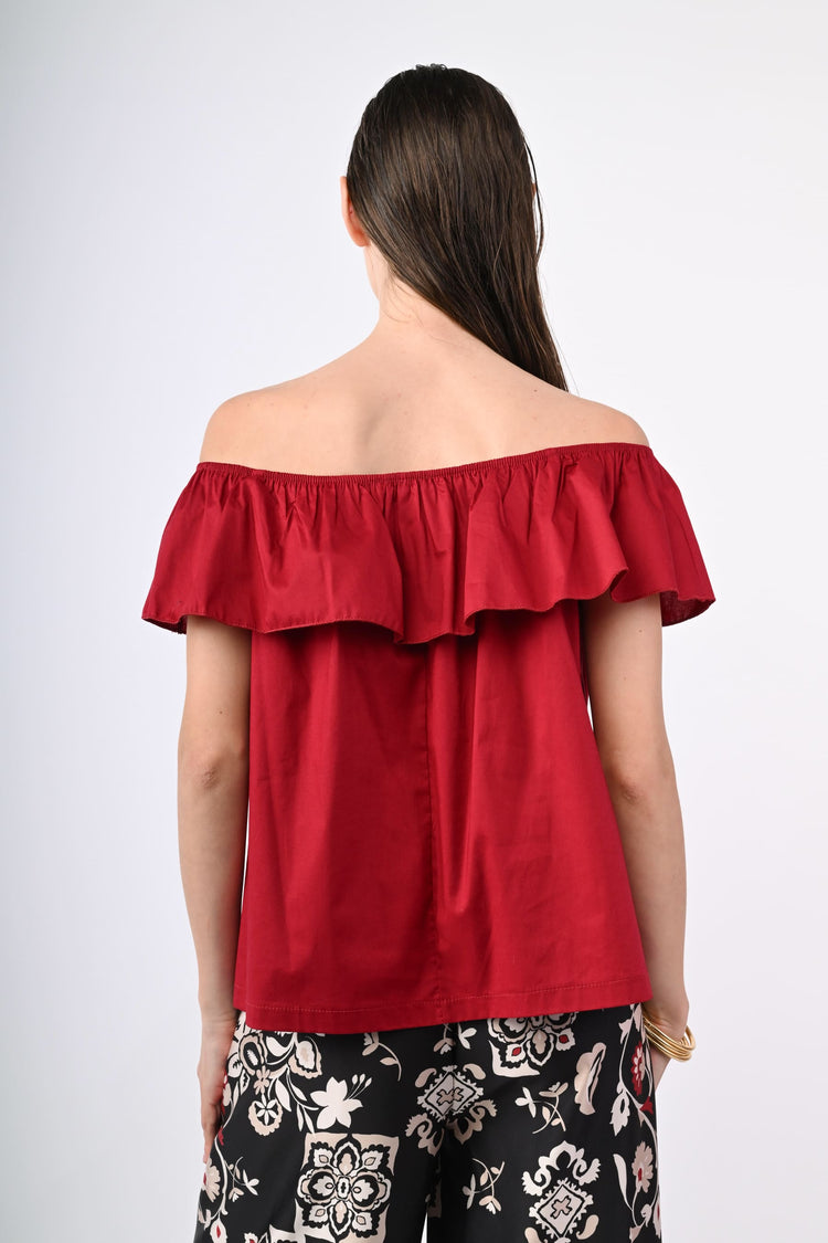 Top in cotone con volant