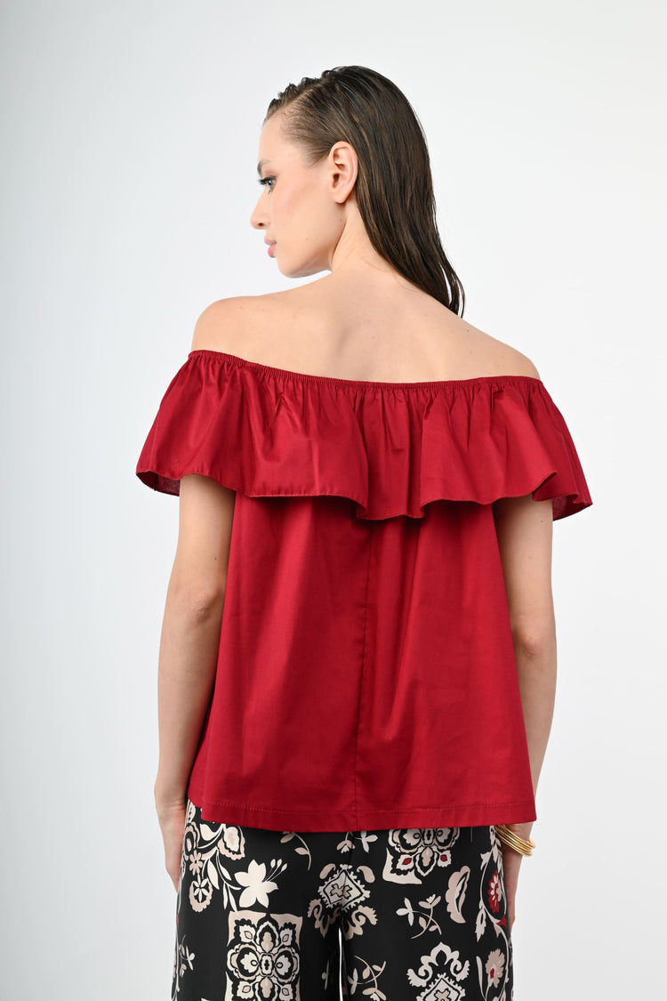 Top in cotone con volant