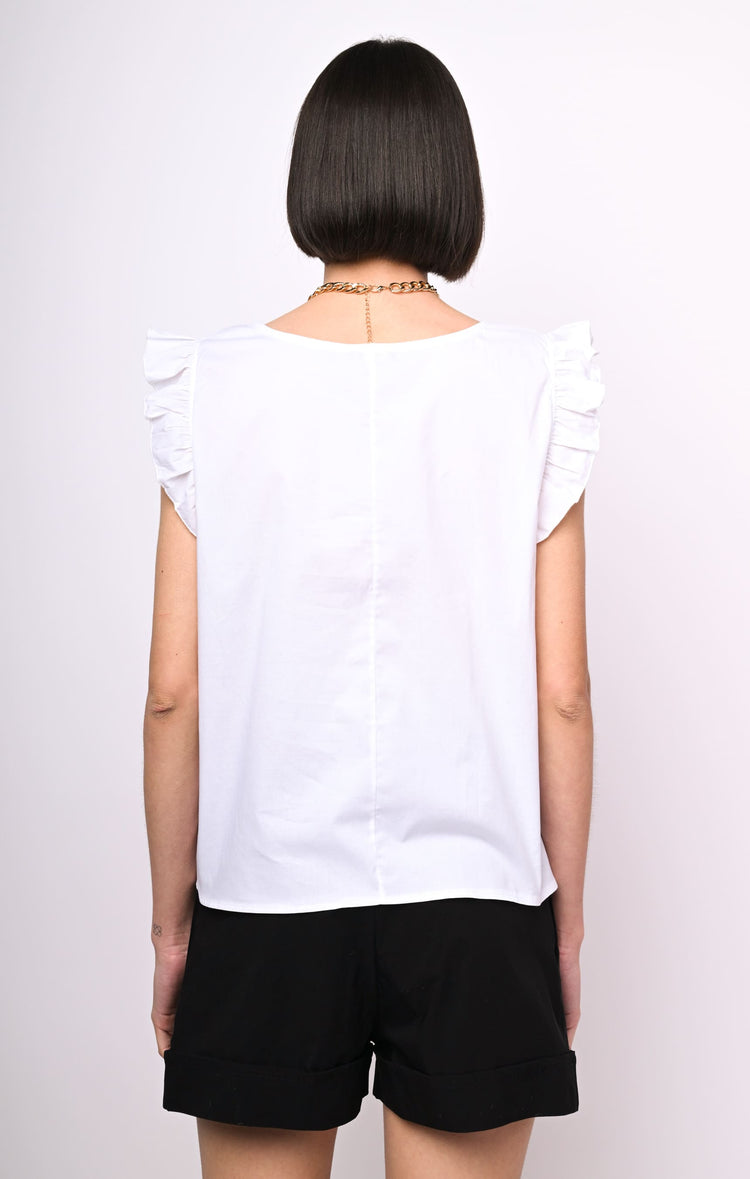 Top in cotone con volants