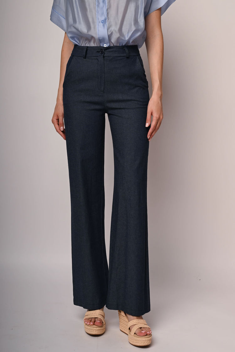 Pantaloni palazzo in denim leggero