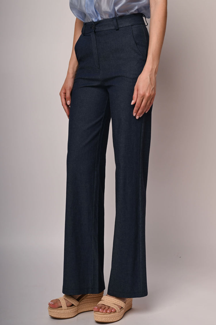 Pantaloni palazzo in denim leggero