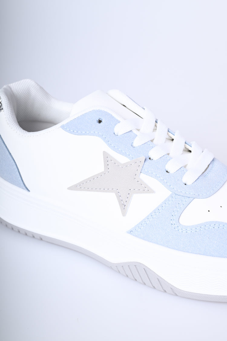 Sneakers bicolore con patch in glitter